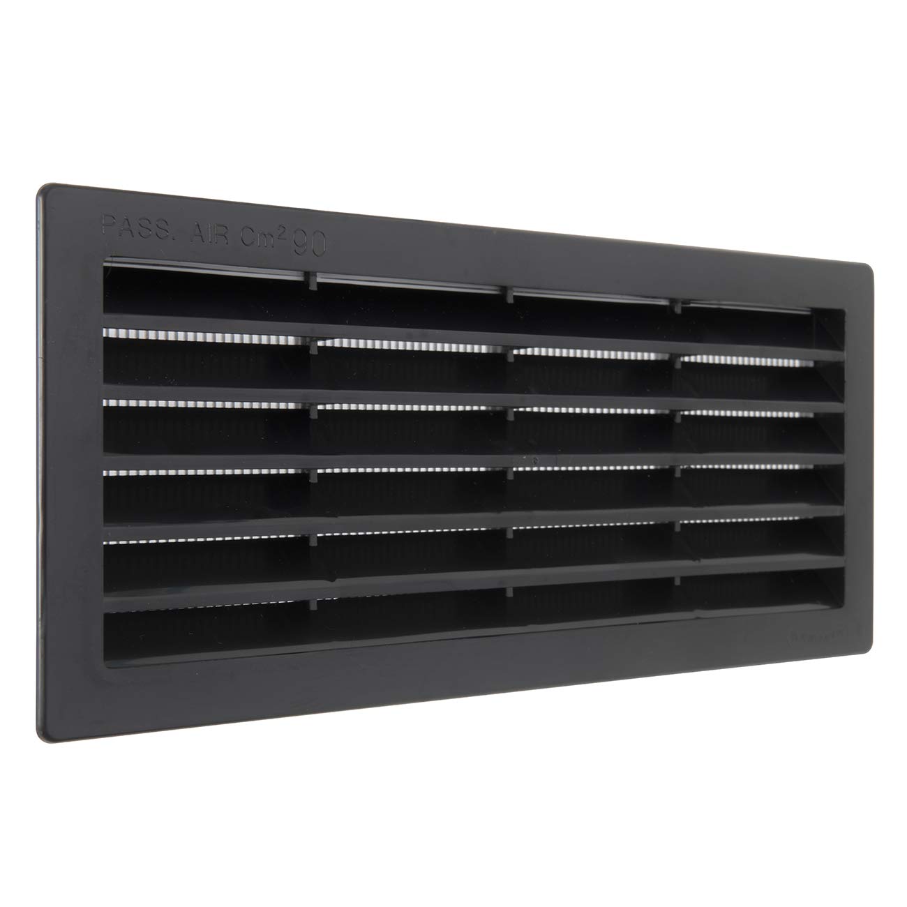 La Ventilazione P25R2510N Black Plastic Rectangular Ventilation Grille with Insect Protection Net Dimensions 254 x 108 mm