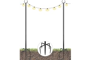 Eazielife Outdoor String Light Pole, 10 FT Heavy Duty Hanging Light Stand Pole for Outside Garden Lawn, Patio, Christmas, Wedding, Party (2 Packs)