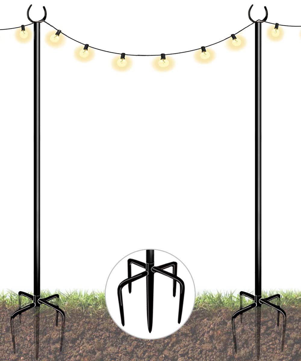 Photo 1 of Eazielife Outdoor String Light Pole, 10 FT Heavy Duty Hanging Light Stand Pole for Outside Garden Lawn, Patio, Christmas, Wedding, Party (2 Packs)