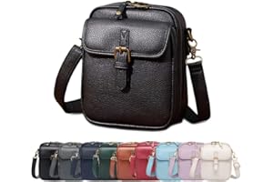 ANYSENT Crossbody Leather Bag, Double Layer Large Capacity Messenger Bag,Retro Faux Leather Built in Purse Anti Theft Bag