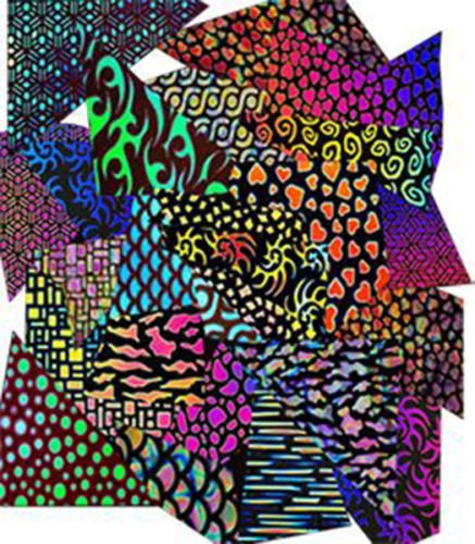 1/2 lb. CBS Borderline Pattern Dichroic Scrap on Black - 90 COE