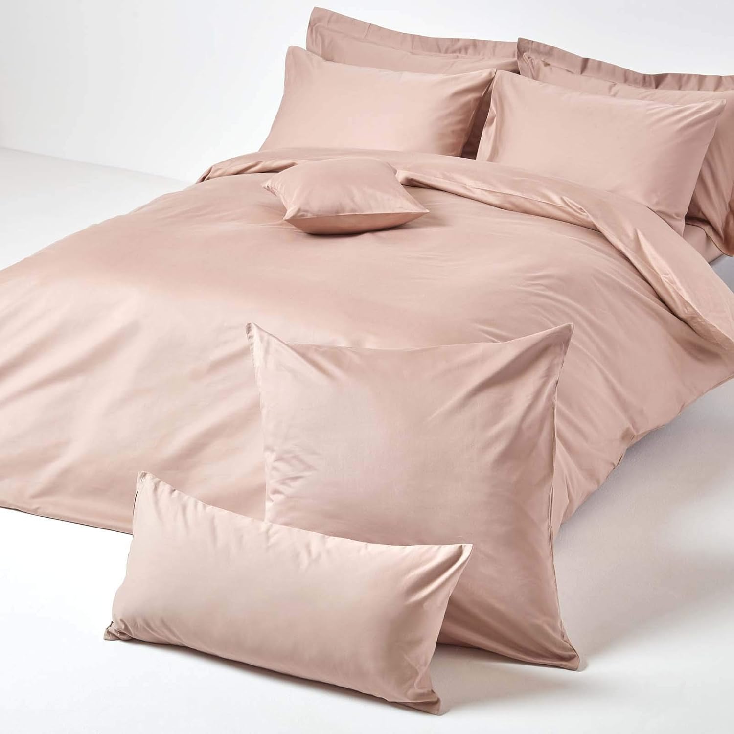HOMESCAPES 1000 Thread Count Egyptian Cotton Beige 80 x 80 cm Pillowcase Euro Size Luxury Pillow Case, Moonlight Beige - Image 5