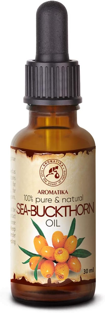 Sea Buckthorn Oil with Dropper, Cold Pressed, Hippophae Rhamnoides Oil, 100% Pure & Natural Sea Buckthorn Berry Oils for Face