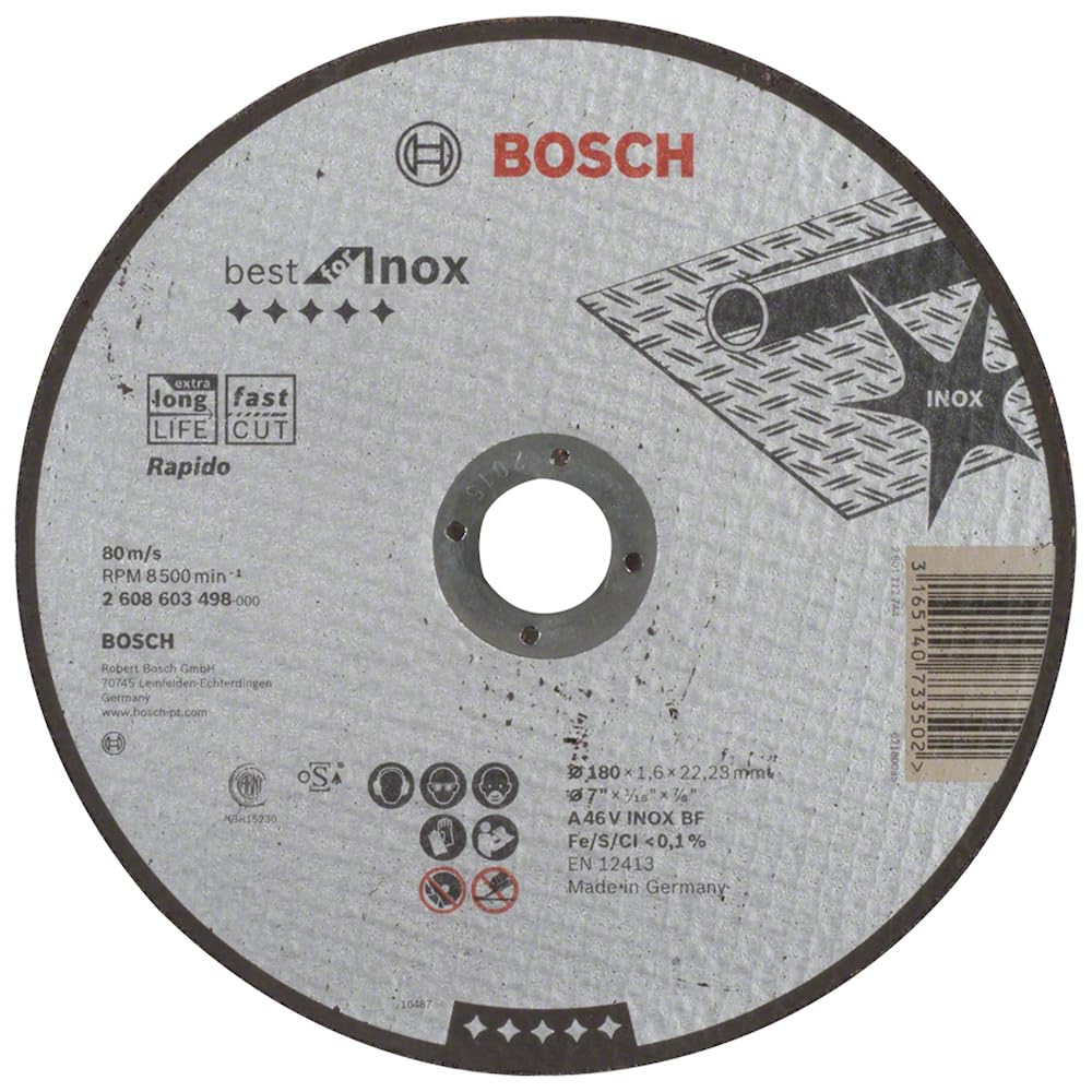 Bosch Professional 2608603498 flat cutting disc Best for stainless steel Rapido A 46 V stainless steel BF 180 mm 1.6 mm, 1 piece