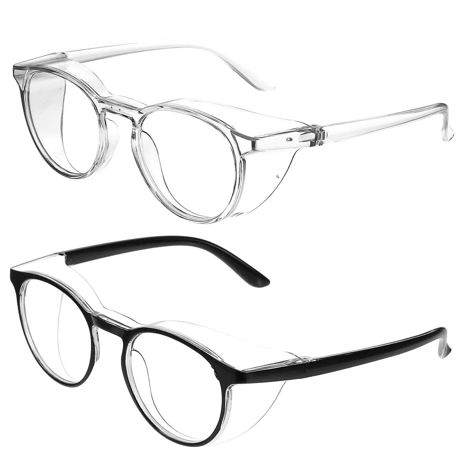 YUXIANLB Safety Glasses Anti Fog Goggles for Nurses Women Protective Eyewear, 2 Pack Eye Anti Dust Protection Glasses for Women, Men (Gray&Black)