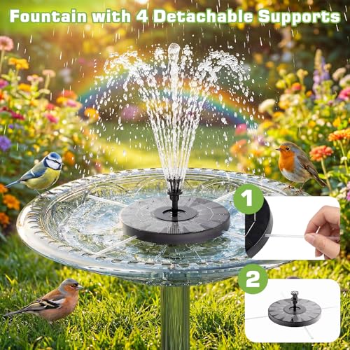AISITIN 3.5 W Solar Fountain for Outdoor Use (Diameter 180 mm), Solar Fountain for Outdoor Use with Various Fountain Styles and 4 Support Poles for Garden, Pond, Bird Bath, Water Feature