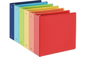 SUIN 2-inch 3 Ring Binder with 2 Pockets, 2'' View Binders Holds US Letter Size 8.5'' x 11'' Paper - Versatile Binders for Office, Home, and School Use, 6 Pack (White) (2-inch Bright Colors)