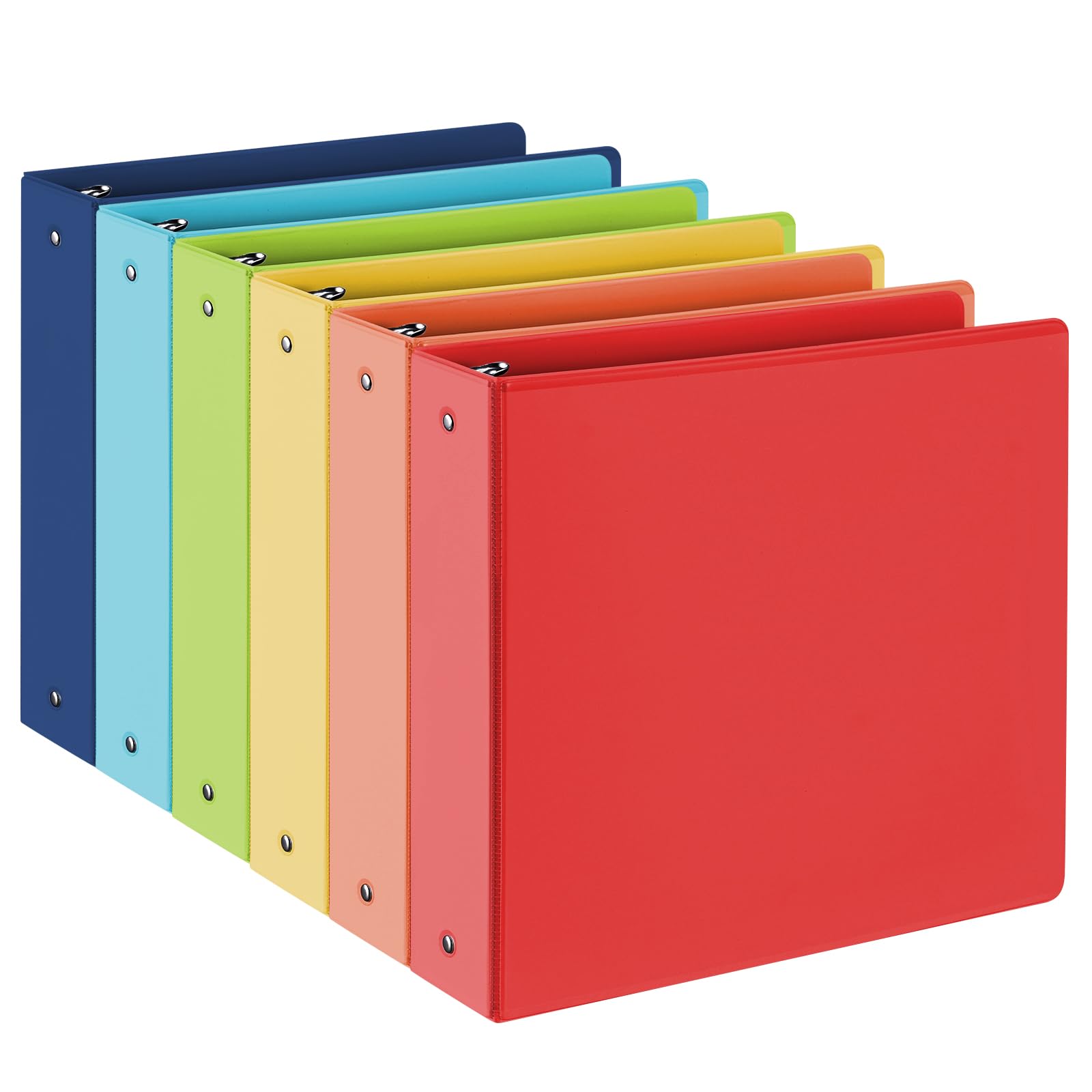 Photo 1 of 2-inch 3 Ring Binder with 2 Pockets, 2'' View Binders Holds US Letter Size 8.5'' x 11'' Paper - Versatile Binders for Office, Home, and School Use, 6 Pack (White) (2-inch Bright Colors)