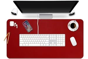 Desk Pad Protector Office Desk Mat, BUBM Waterproof PU Leather Desk Writing Mat Laptop Large Mouse Pad Desk Blotters Desk Decor for Office Home, 35.4" x 17" Red