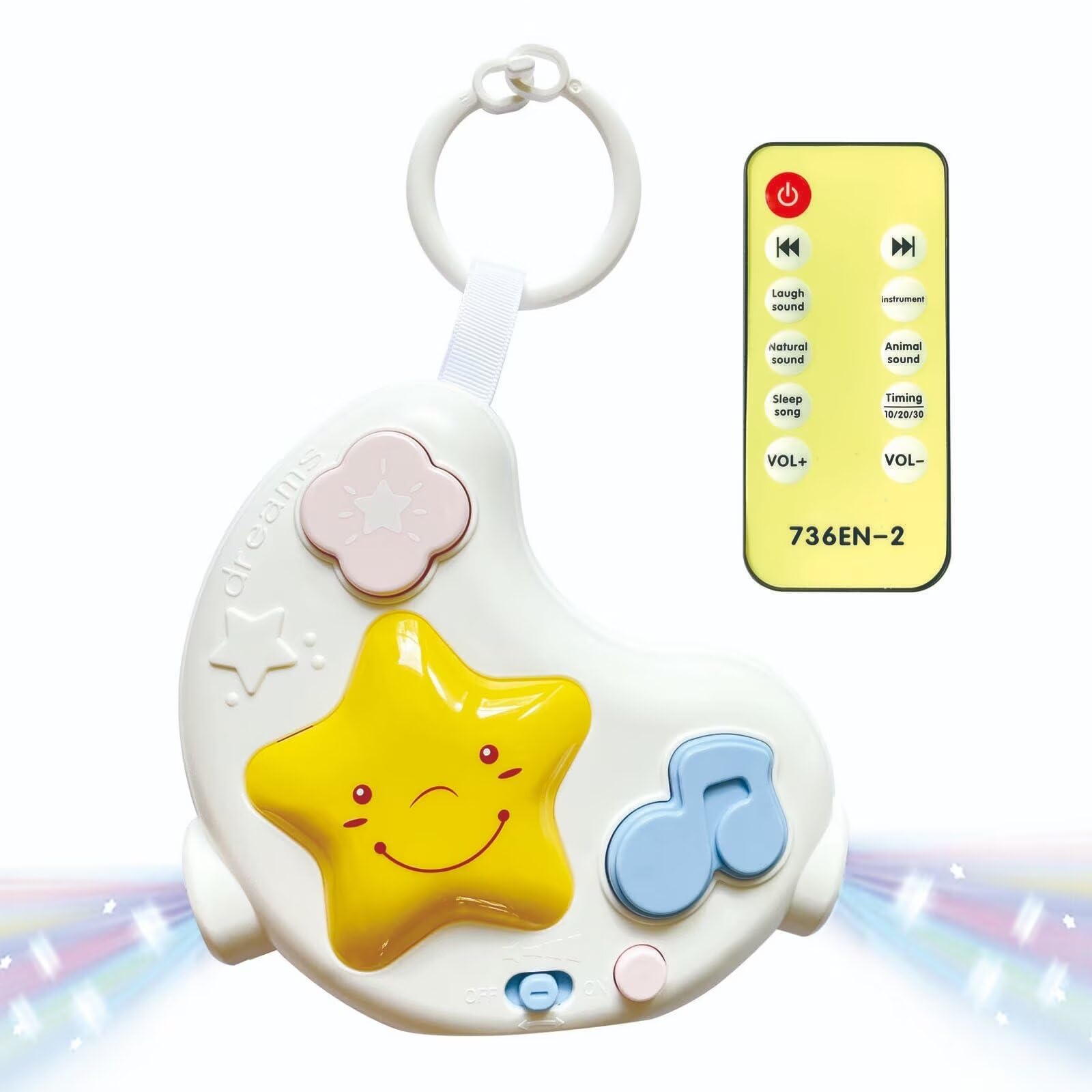 Photo 1 of cxjoigxi White Noise Machine and Baby Soother with Remote, 108 Lullaby Music, Soothing Sounds and Night Light for Newborn Nursery Sleeping, Musical Crib Toy, Portable Baby Sound Machine for Travel