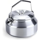 VEADOOLLY Camping Kettle Outdoor Campfire Camp Kettle, 1L Stainless Steel camping tea kettle Coffee Pot, Portable Lightweight Teapot Fast Heating Boiling Water, Ideal for Hiking Picnic Travel, Silver