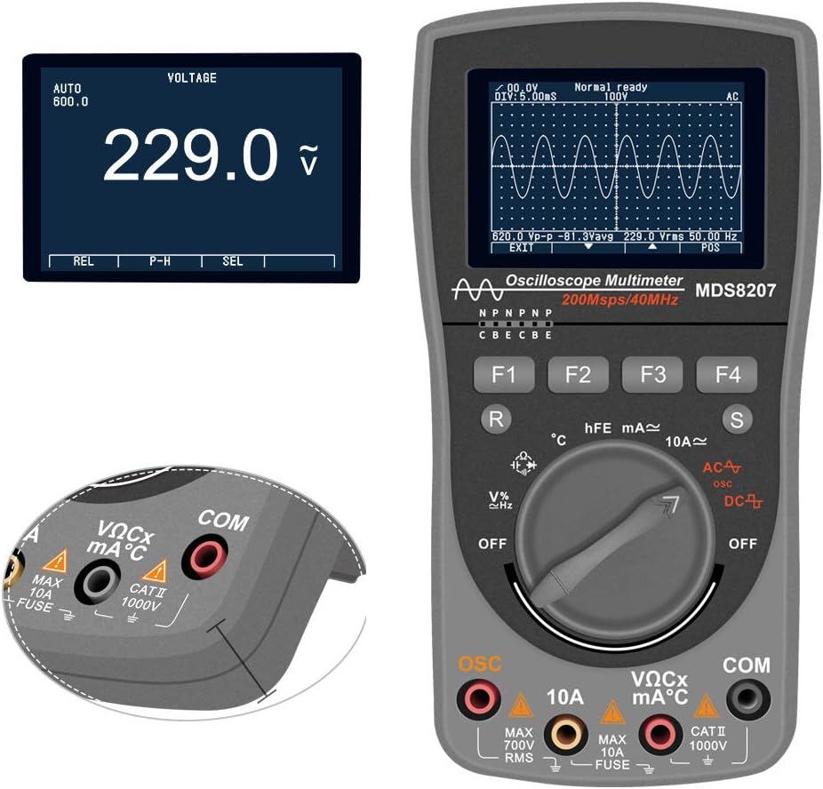 LKSDD Multimeter,2-in-1 Intelligent Digital Storage Oscilloscope Multimeter, One-Button Automatic Oscilloscope Tester
