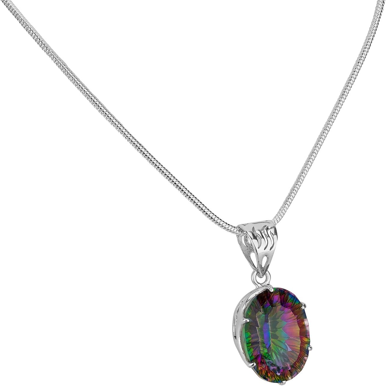Oval Mystic Topaz Silver Pendant
