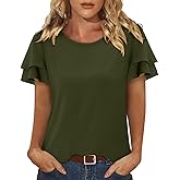 CRAZY GRID Women's Shirts Summer Casual Crewneck Short Sleeve Blouses Cute Floral Print Tunic Tops