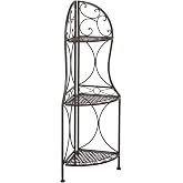 XAONIEN 3 Tier Metal Corner Shelf Stand for Kitchen Free Standing Corner Shelf, Bakers Rack, Antique Bronze