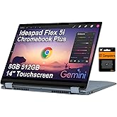 Lenovo IdeaPad Flex 5i Chromebook Plus 2-in-1 Laptop (14" FHD+ Touchscreen, Intel 6-Core i3-1315U, 8GB RAM, 512GB Storage(256GB+256GB IST SD)) Business, Home, Students, Webcam, Backlit KB, Chrome OS