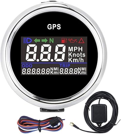 Amazon 防水gpsスピードメーター 52 Mm 2インチgpsスピードメーターlcdスピードゲージ走行距離計調整可能な走行距離トリップカウンターボートアクセサリーオートバイボート12v 24v スピードメーター 車 バイク