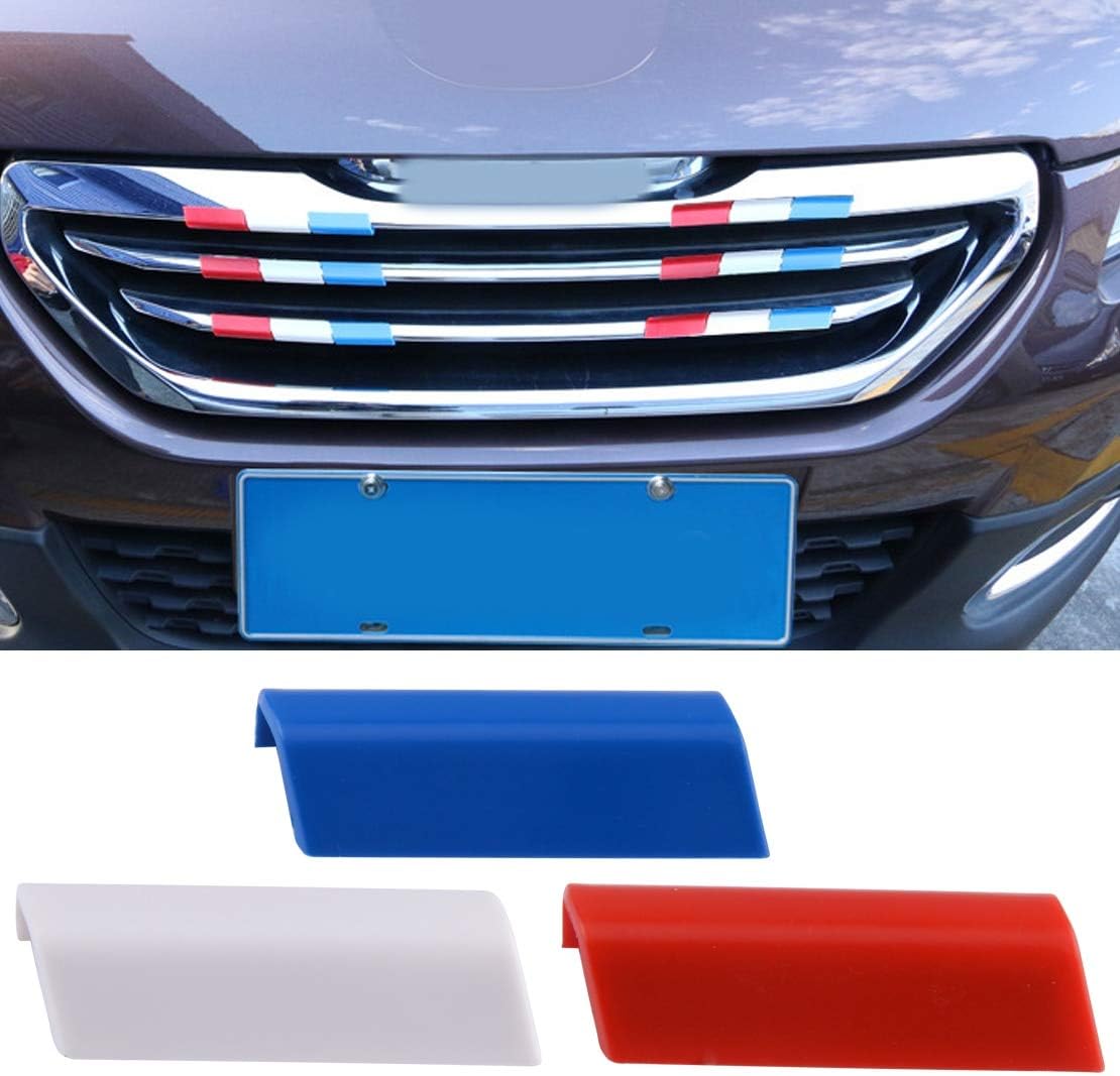 3Pcs Car Front Grille Grill Cover Trim France Flag Color Plastic Fit for Peugeot 301 4008 308 408