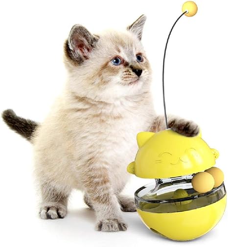 Amazon Co Jp キャットのおもちゃのボール 4台の猫のタンブラーのおもちゃ 猫のゆっくりフィーダーボール 取り外し可能なキャットのおもちゃの ボール 猫の食べ物の軽食 Yellow ホーム キッチン