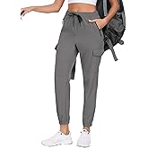 TOIUUI Lightweight Pants Women, Quick Dry Water Resistant Hiking Joggers Cargo Pants with Pockets