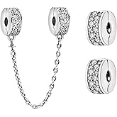 Simphman Clips and Spacers Charm 925 Sterling Silver Charms for Bracelets and Necklaces Bead Charms with Cubic Zirconia Jewelry Charm for Women Family Friends
