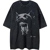 Laixton Men's Graphic Tees Shirt Unisex Short Sleeve Cotton Vintage Oversized Shirts Loose Streetwear Casual Tee Top