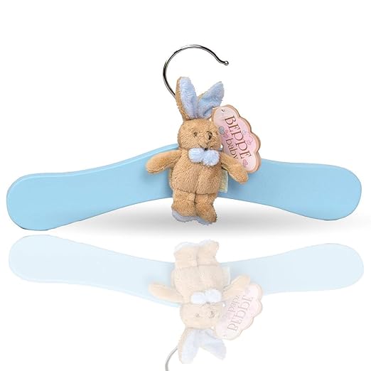 Beppe Kinderbügel Kleiderbügel für Kinder Jungs Jungen mit Plüschtier Bärchen Bunter Kleider Bügel Baby aus Natur Holz Platzs