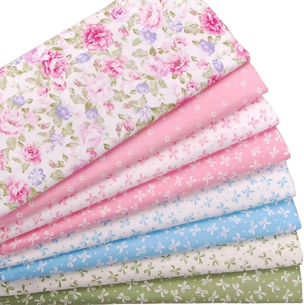 8 Pieces Fat Quarters Quilting Fabric Bundles, 46x56cm Bow-Knot Printed Cotton Fabric for Quilting Sewing Patchwork,18" x 22"