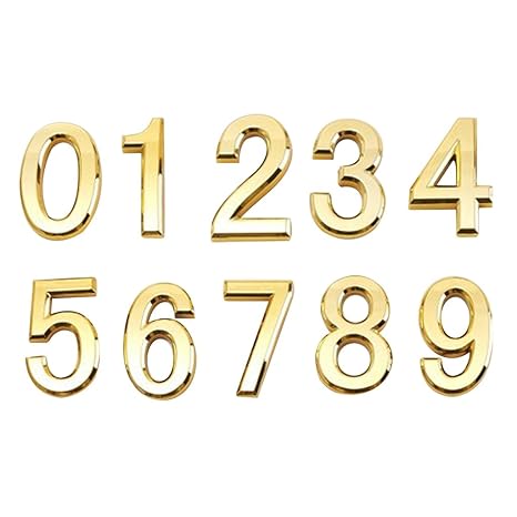 Gold 0 Hausnummern & Plaketten KESOTO Selbstklebende Zahlen Nummer
