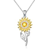 S925 Sterling Silver Floral Jewellery Flower Pendant Necklace for Women Birthday Gift