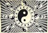 AzureGreen WTYYW 72 in. x 108 in. Yin Yang Tapestry White and Black by Sage Cauldron