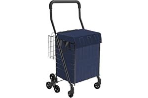Kiffler Handy Laundry Shopping Cart Liner, 14.7" X 13.2" X 20" Square Bottom, Fits Standard Shopping Cart, Cover and Adjustable Straps for Easy Secure Attachment, Made from Waterproof Material (Blue)