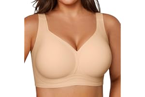 Vertvie Jelly Bras for Women Plus Size Minimizer Soft Wireless Push Up Bra Full Supportive Older Lift Back Coverage Bralette