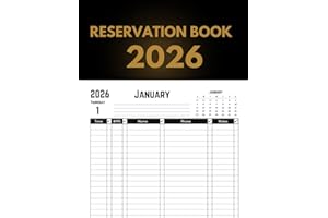 Reservation Book for Restaurant 2026: One page per day , From 1 January 2026 to 31 December 2026