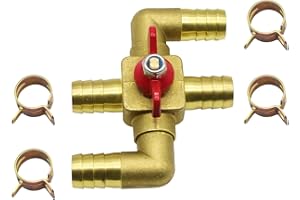 QEWHDJQ Solid Brass 3/4 Inch Heater Control Valve, 4-way Automobile Heating Water valve, Brass Automotive Integrated Manual Control Valve, Heater Core Bypass with 4 Clamps(19mm)