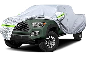 SPORTULI Waterproof Car Covers Replace for 2005-2024 Toyota Tacoma/Ford Ranger Double Cab 5ft, 6 Layers Silver All Weather Car Cover with Zipper Door & Windproof Bands for Snow Rain Dust Protection