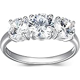 MORGAN & PAIGE .925 Sterling Silver Engagement Rings for Women - Promise Ring Prong-Set Three Stone Cubic Zirconia Ring or Genuine Garnet Ring, Wedding Bands for Women Sterling Silver Rings Size 5-9