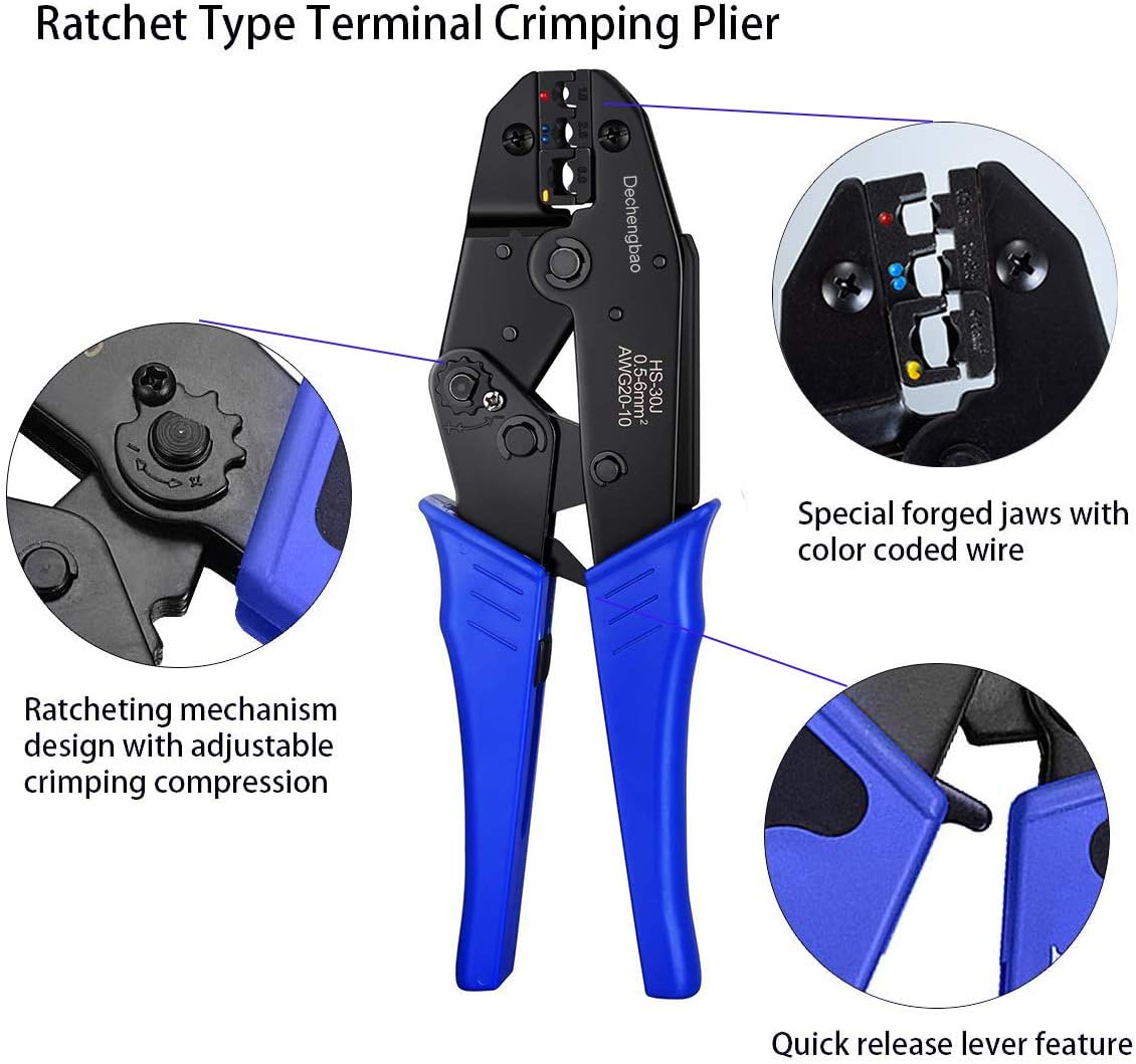 Insulated Wire Terminal Crimping Tool Kit, 0.5-6mm² Ratchet Crimping Plier - Image 3
