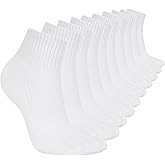 Skechers womens 10-pack Half Terry Classic Quarter Crew Socks, Comfort-fit & Cushioned Footbed