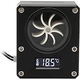 Water Cooling Meter Indicator, 12V Small PC Water Cooling Meter, 3pin Interface G1/4 Thread Acrylic Rustproof Computer Meter for PC Water Cooling System(Black)