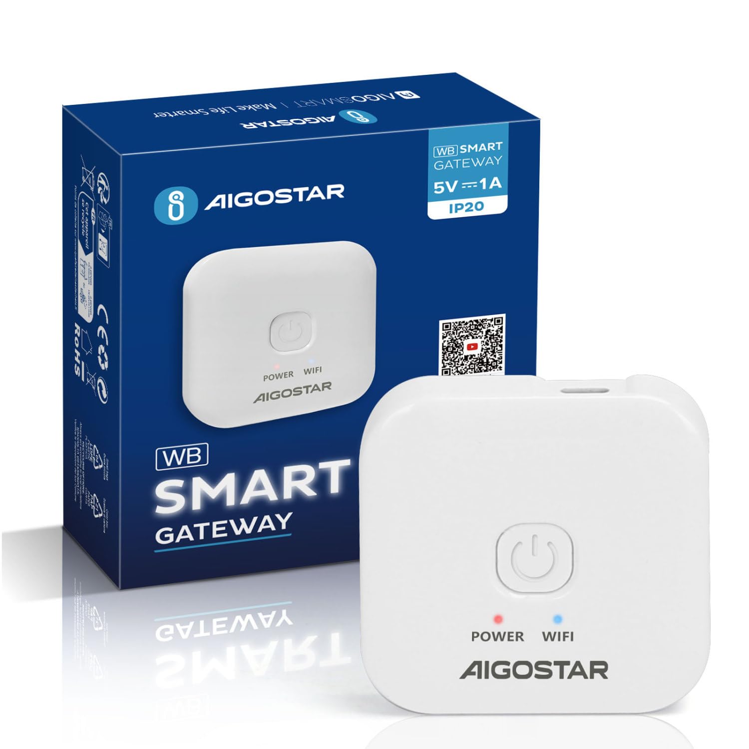 Aigostar Smart Mesh Hub, Work with Aigo's Smart Bluetooth Mesh, Group Control Centre System Up to 100 Device for Remote Use of Smart Devices