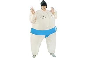 JYZCOS Inflatable Adult Sumo Wrestler Suits Wrestling Fancy Dress Halloween Costume One Size Fits Most (Blue Adult)