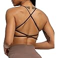 Aoxjox Women's Workout Sports Bras Fitness Backless Padded Ivy Low Impact Bra Yoga Crop Tank Top