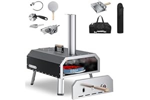 PIASGDE 16" Dual-Fuel Pizza Oven, Stainless Steel Pizza Grill with Foldable Legs, Propane & Wood Fired Outdoor Pizza Oven