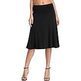 Urban CoCo Women's Ruched High Waist Knee Length Jersey A-Line Stretchy Flared Casual Skirt