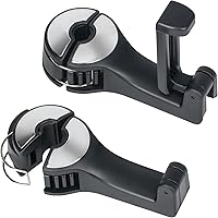 TOOVREN Upgraded 2 Pack Car Headrest Hidden Hook 2 in 1 Car Seat Hooks with Phone Holder for Purse, Backpacks,Toys,and Even B