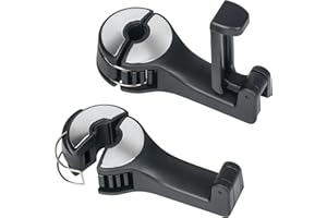 TOOVREN Upgraded 2 Pack Car Headrest Hidden Hook 2 in 1 Car Seat Hooks with Phone Holder for Purse, Backpacks,Toys,and Even Bottle Storage Organizer (Silver)