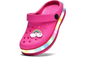 XPKWS Kids' Clogs LED Garden Shoes Boys Girls Mules Light up Sandals Slip on Lightweight Non-Slip