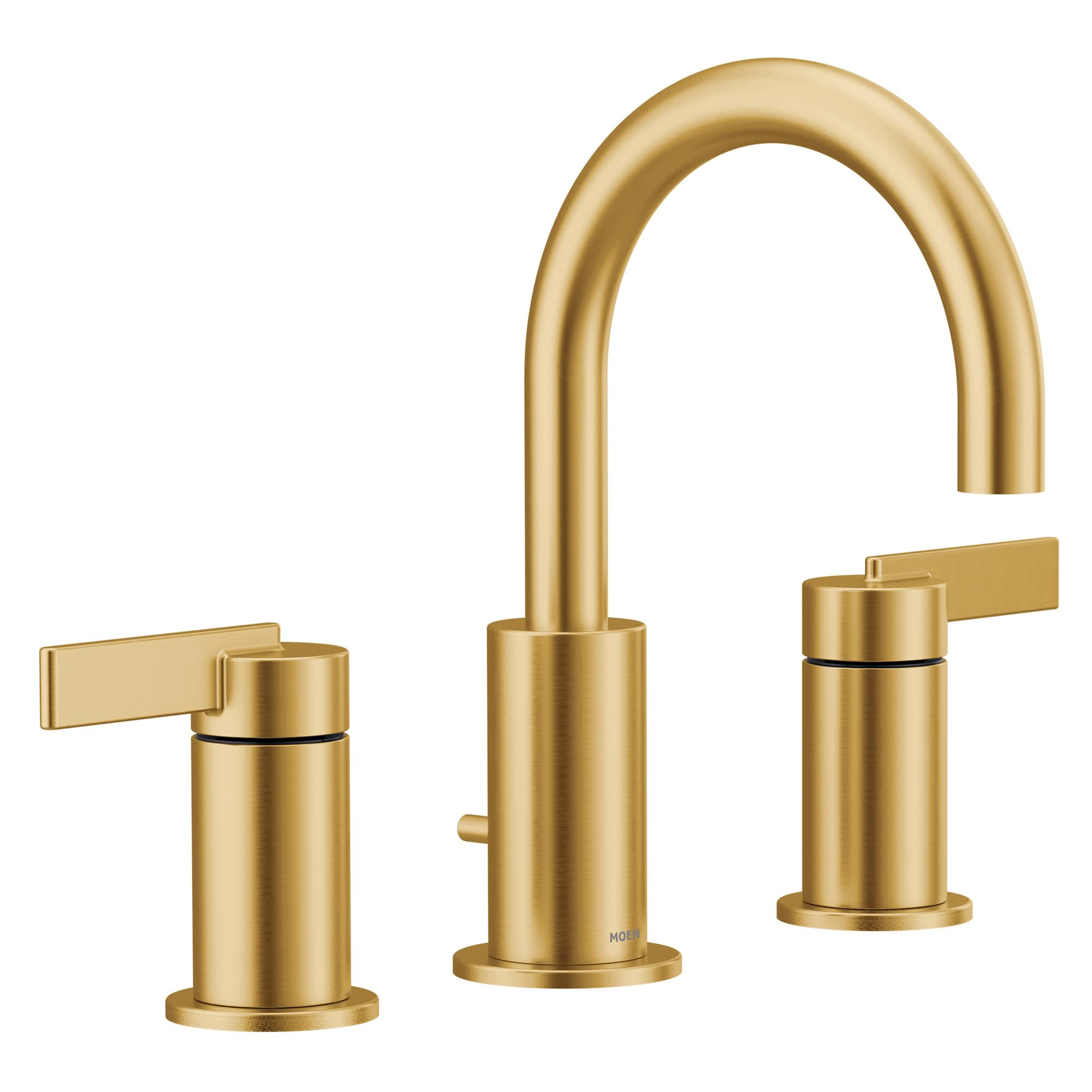 Photo 1 of Moen Brushed Gold Cia Widespread 2-Handle High-Arc Bathroom Faucet for 3-Hole Bath Sink, Valve Required, T6222BG