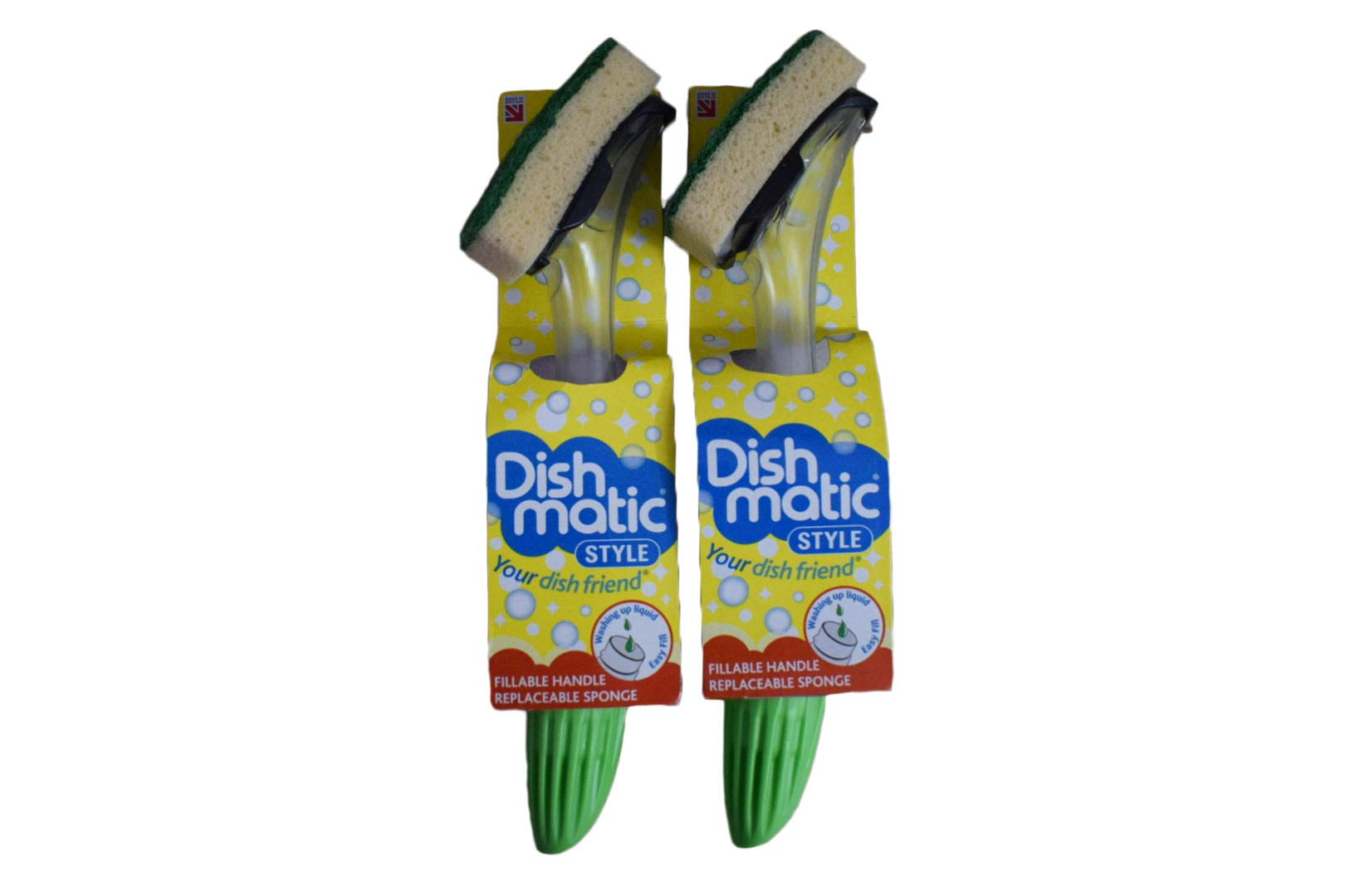 Dishmatic Washing Up Brush with Heavy Duty Sponge Easy Fill